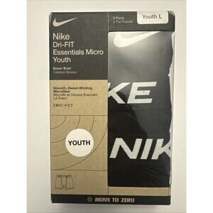 Nike Boys' 3-Pack Dri-FIT Essentials Micro Solid Boxer Briefs Youth Large